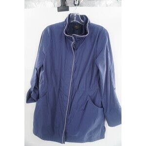 Arte Jacket Women's Navy Blue with Drawstring Waist White Piping Preppy Sporty